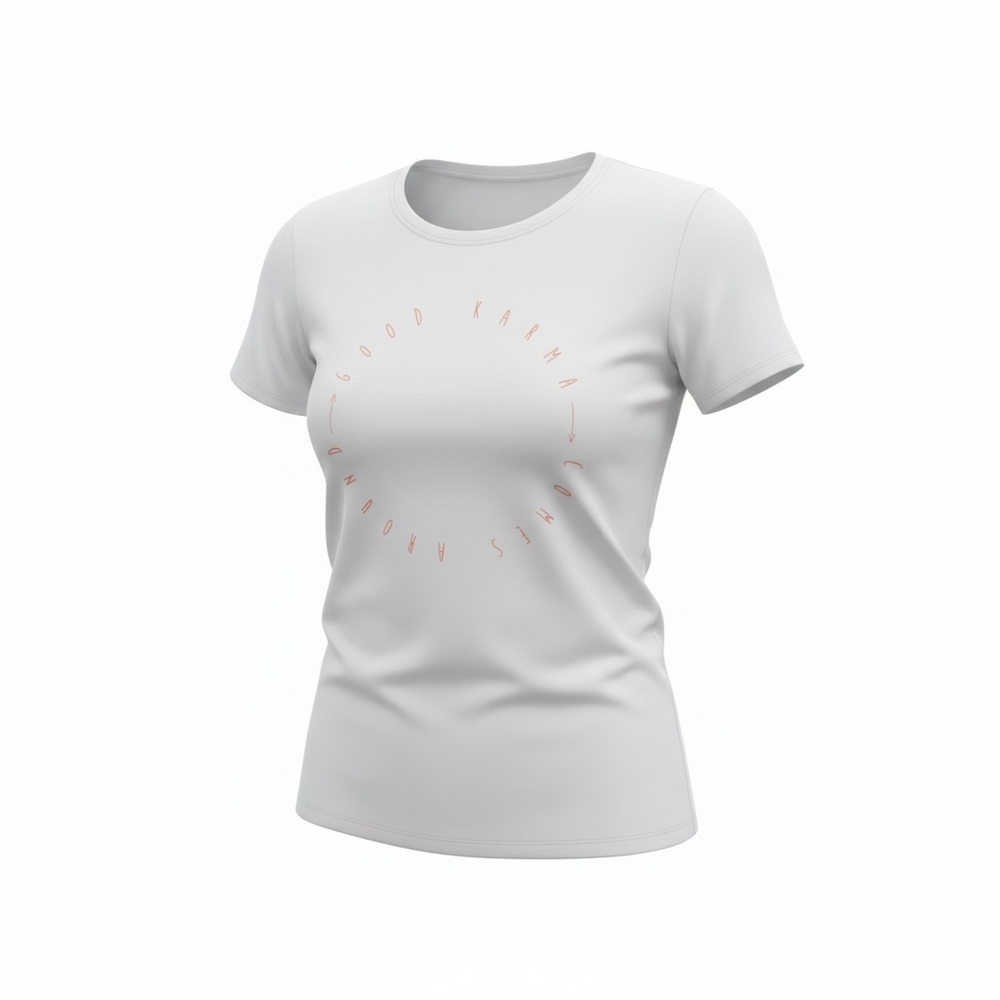 lululemon athletica White Short Sleeve Tee with Faint Pink Circle Graphic